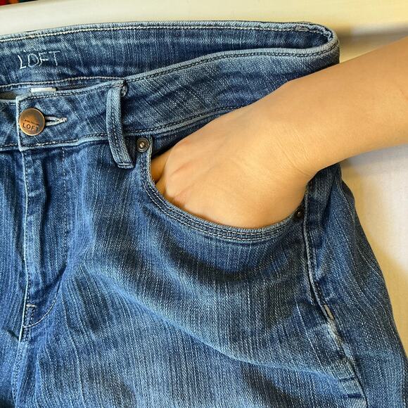 Ann Taylor LOFT Women Curvy Skinny Jeans size 12 Blue Mid Rise Boot Cut - Picture 7 of 10